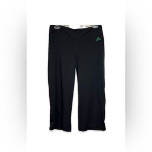 Adidas Black Athletic Capri Pants with Green Logo Women’s Size M